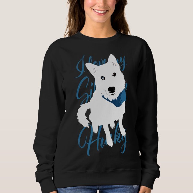 Husky White Bi Eyed Snö Hund T Shirt (Framsida)