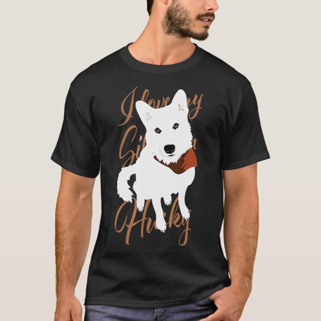 Husky White Brown Ögon Snö Hund T Shirt (Framsida)