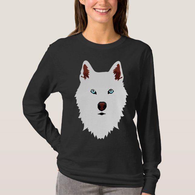 Husky White Snö Hund T Shirt (Framsida)
