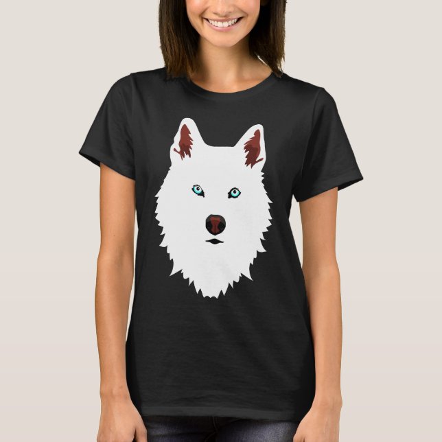 Husky White Snö Hund T Shirt (Framsida)