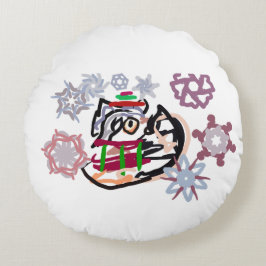 Husky winter  rund kudde