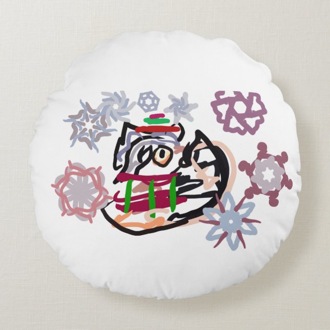 Husky winter  rund kudde (Framsidan)