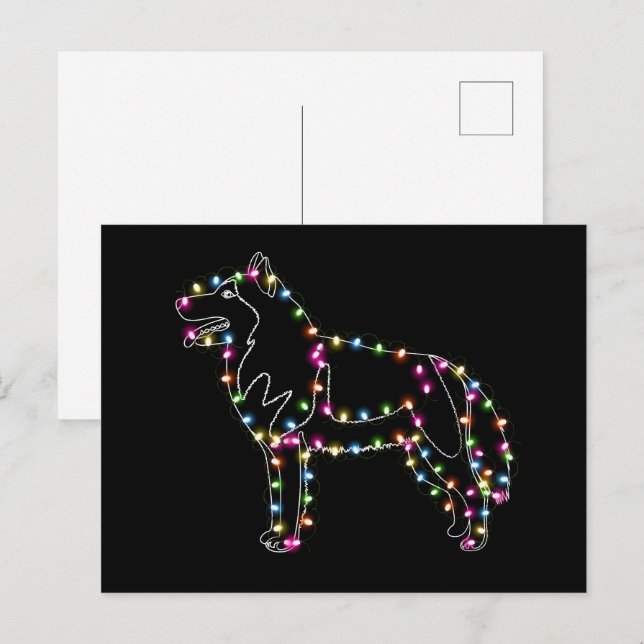 Husky with jul Light Husky Älskare God jul Vykort (Fram/baksida)