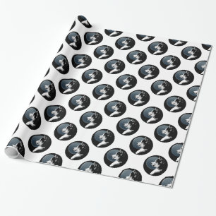 Husky Wrapping Papper Husky Puppy Sled Hund Papper Presentpapper
