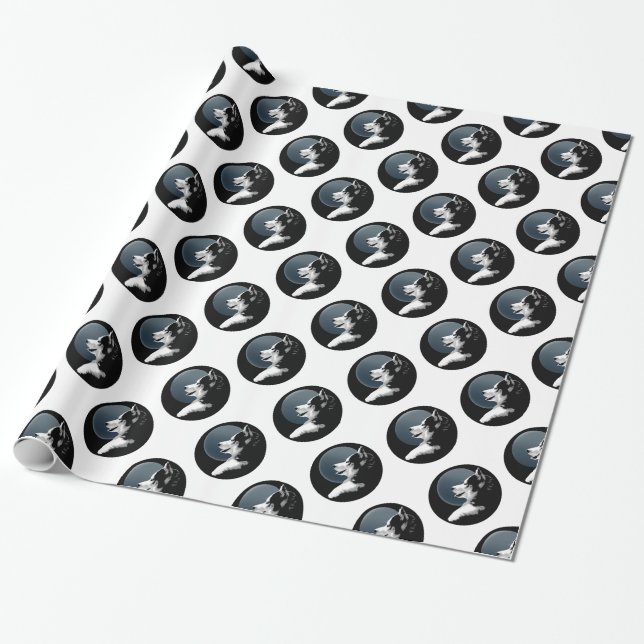 Husky Wrapping Papper Husky Puppy Sled Hund Papper Presentpapper (Utrullad)