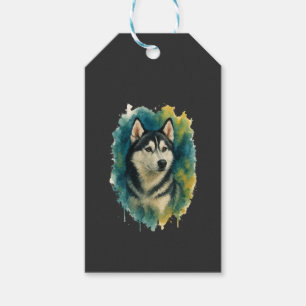Huskyanda majestät i akvarell presentetikett