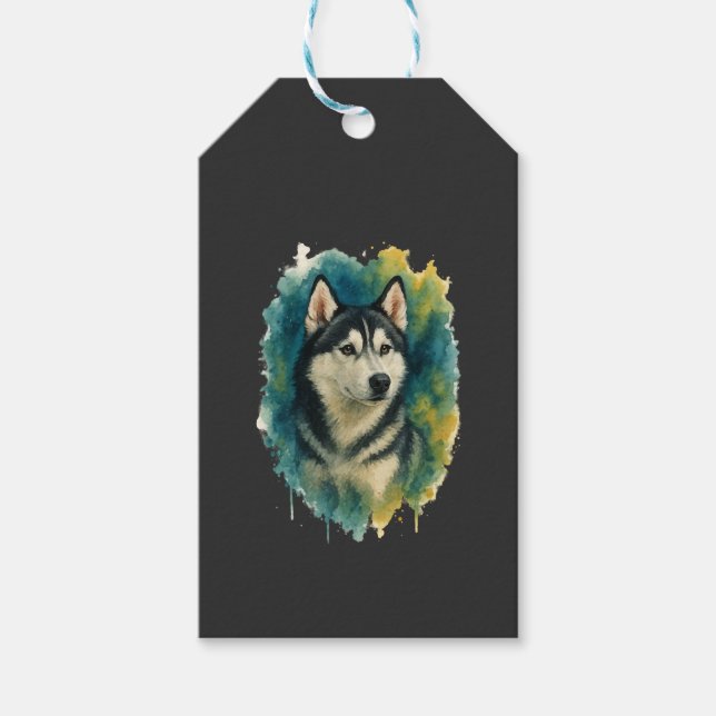 Huskyanda majestät i akvarell presentetikett (Framsidan)