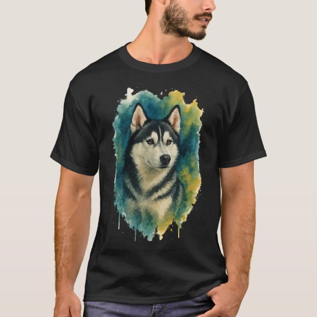 Huskyanda majestät i akvarell t shirt (Framsida)