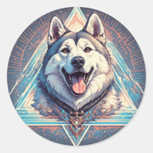 Huskyhund med geometriska former