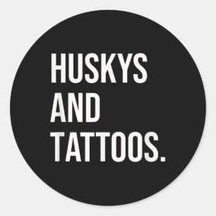 Huskys och Tattoos Husky Owner Hund Inked Älskare Runt Klistermärke