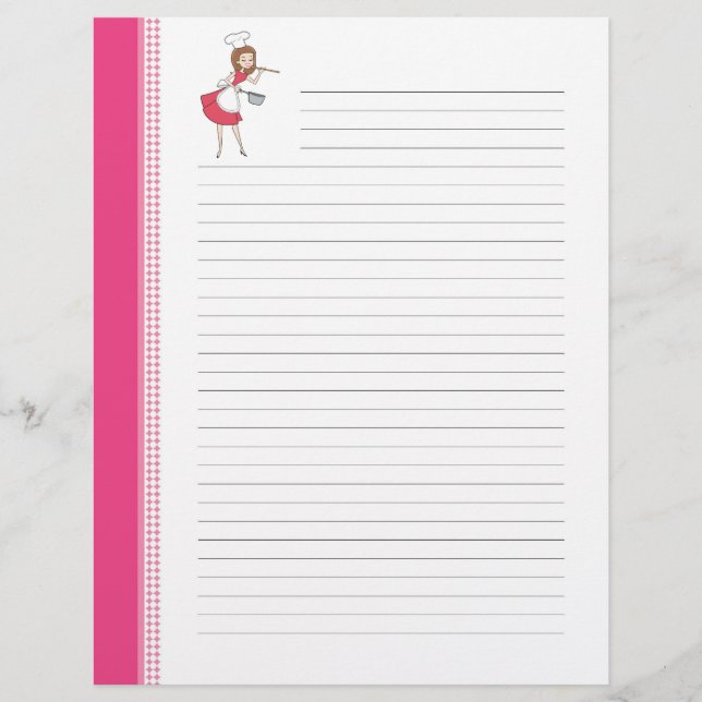 Husmors Retro Art Linjerade Receptsidor (Framsida)