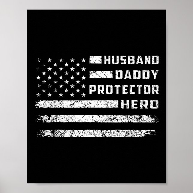 Husnd Pappa Protector Hero American Flagga Far D Poster (Framsidan)