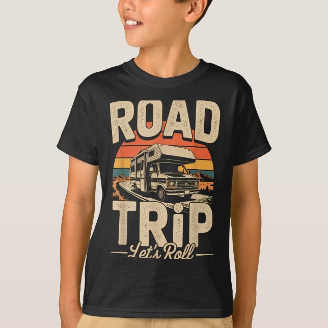 Husrestaurbil camping husbil road trip låt oss rul t shirt (Framsida)