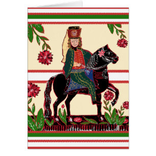 Hussar på hästrygg - kavalleri kommenderar, Folk Hälsningskort