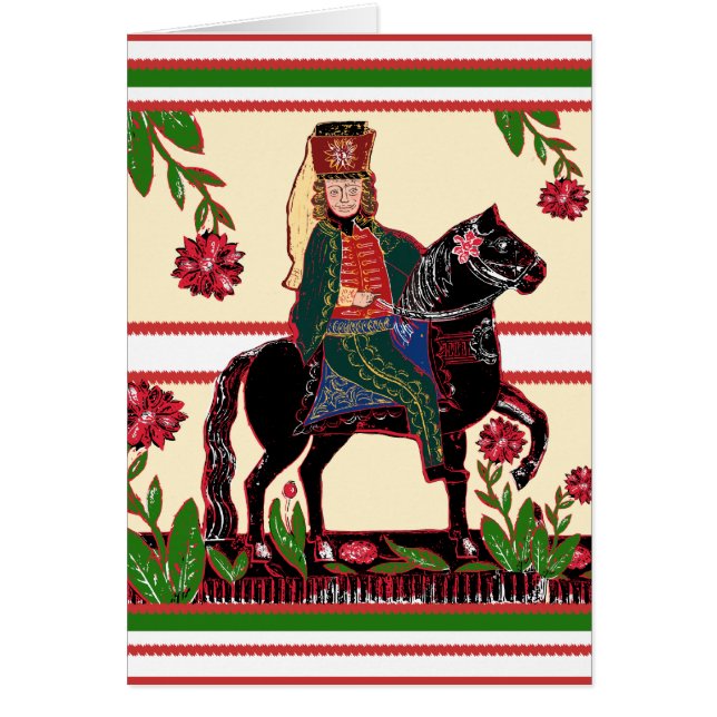 Hussar på hästrygg - kavalleri kommenderar, Folk Hälsningskort (Framsidan)