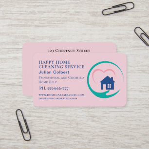 Husstädning Hemsysslor Charming Pink Visitkort