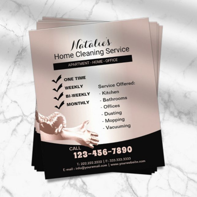 Husstädning Städtjänst Rose Guld Flygblad (Skapare uppladdad)