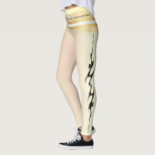 Hustel för muskelcitattecken, gult och svart text leggings