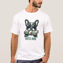 Hustla hårt fransk bulldog med kontanter grafisk t shirt