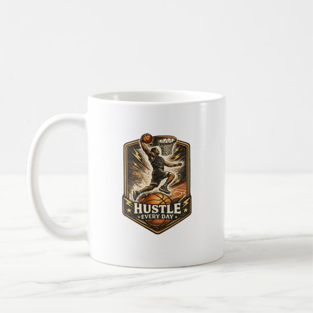 Hustla Varje Dag Basket Motivation Kaffe Mugg (Vänster)