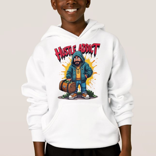 Hustle Addict Money Bag Streetwear T-Shirt (Framsida)