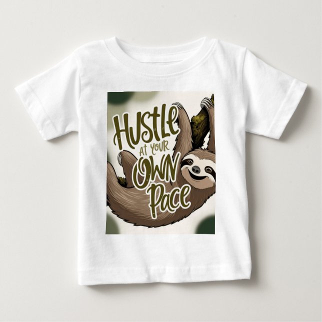 Hustle at your own Pace’ Sloth Graphic T Shirt (Framsida)