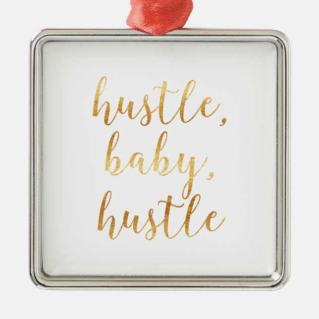 Hustle baby, Hustle Cursive guld Julgransprydnad Metall (Framsidan)