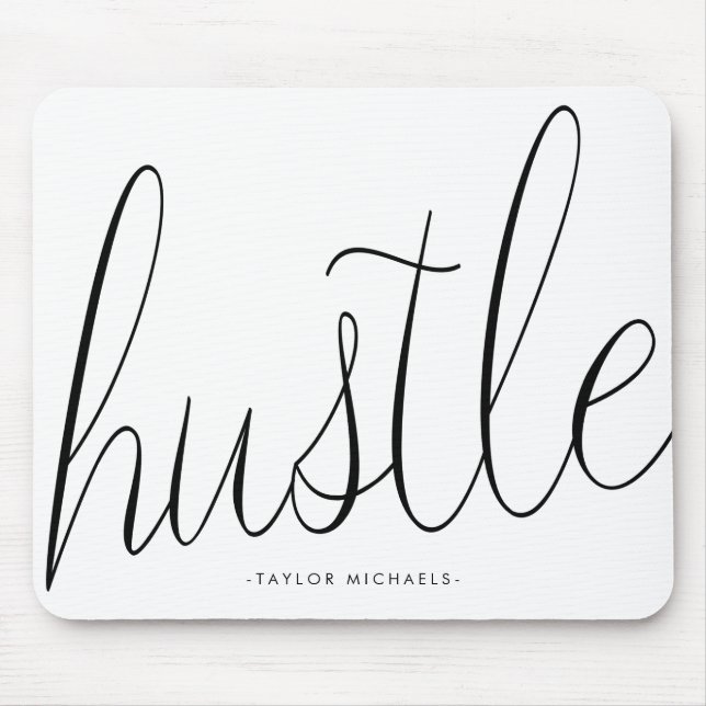 Hustle Black and White med Namn Mousepad Musmatta (Framsidan)