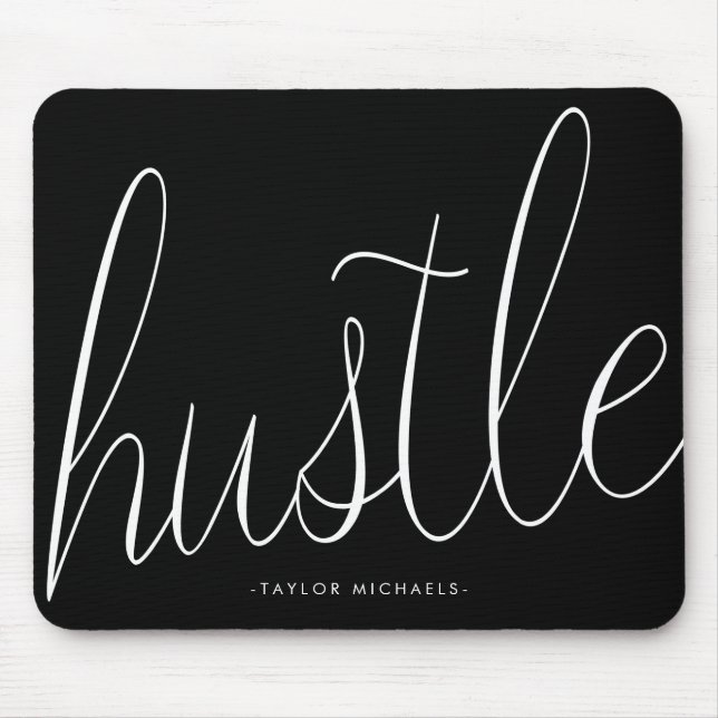 Hustle Black and White med Namn Mousepad Musmatta (Framsidan)