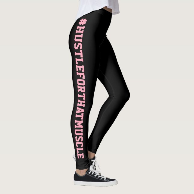 #Hustle för den genomkörare för muskelsvartrosor Leggings (Höger)