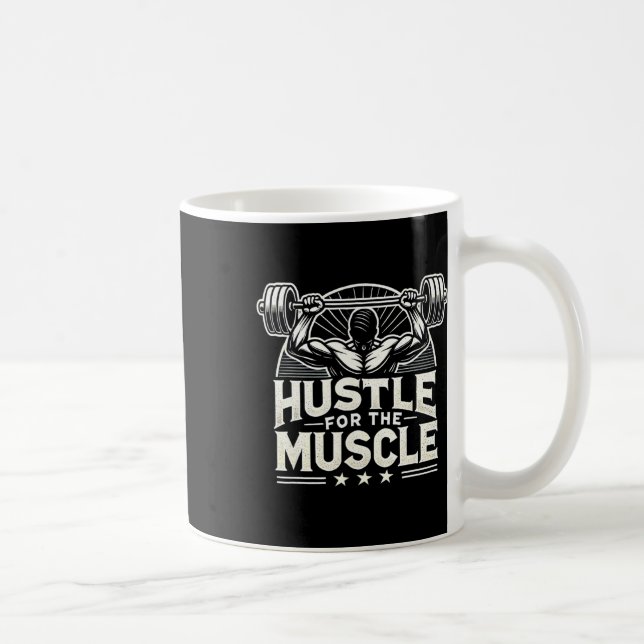 Hustle for Muscle Barbell Bodybuilding Kaffemugg (Höger)
