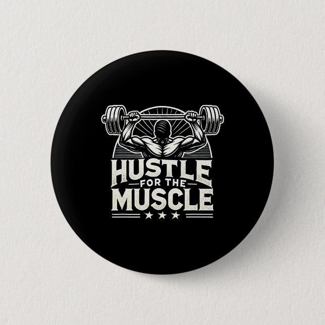 Hustle for Muscle Barbell Bodybuilding Knapp (Framsida)