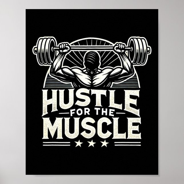Hustle for Muscle Barbell Bodybuilding Poster (Framsidan)