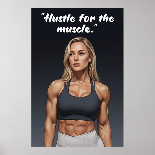 Hustle for the Muscle – Fitness Motivation Poster (Framsidan)