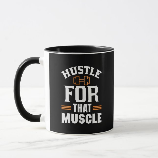 Hustle for the Muscle Gym Exercise Workout Mugg (Vänster)