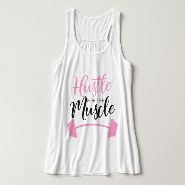 Hustle for the Muscle - Lustigt Tanktop Linne Med Racerback (Design framsida)