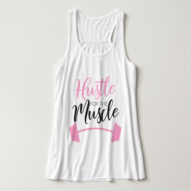 Hustle for the Muscle - Rolig  Tank Top Linne Med Racerback (Design framsida)