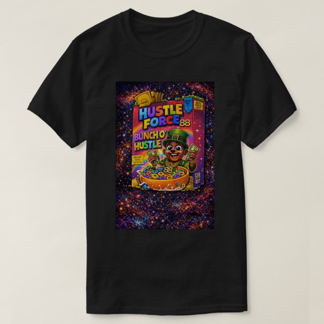 Hustle Force 88 Dags att äta/ Spannmål Rikedom T S Shirt (Design framsida)
