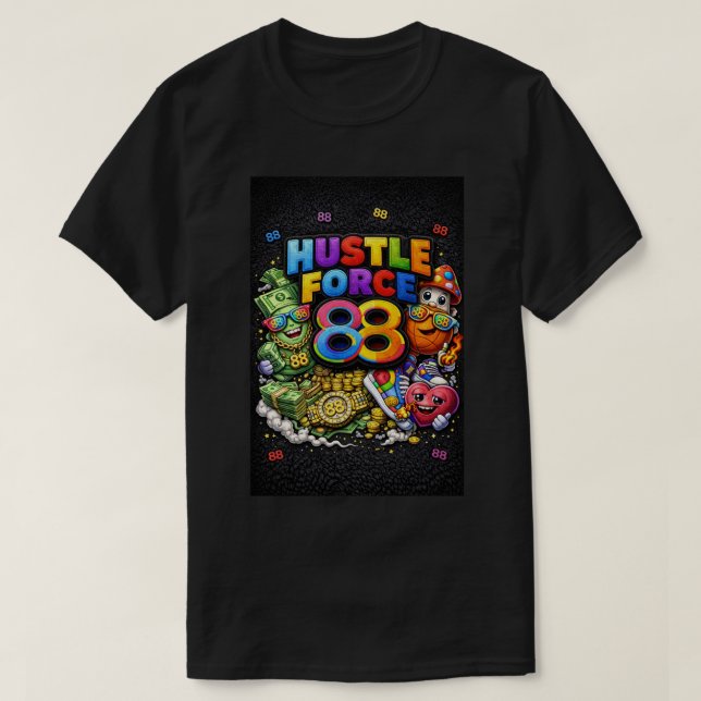 Hustle Force 88 Svart T Shirt (Design framsida)