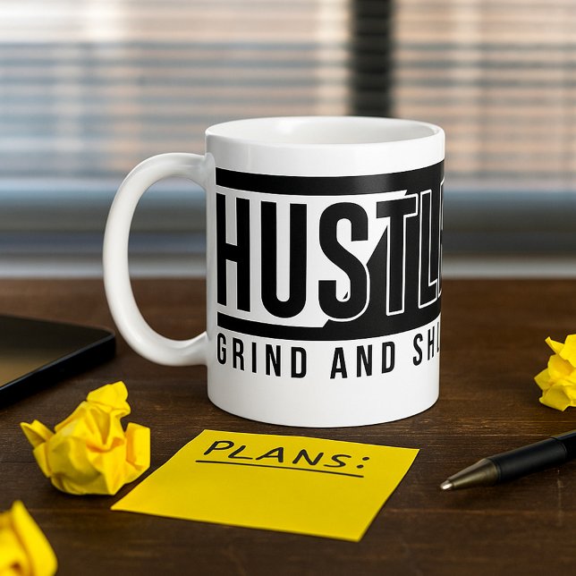 Hustle Grind and Shine Motivational Quote Kaffemugg (Skapare uppladdad)