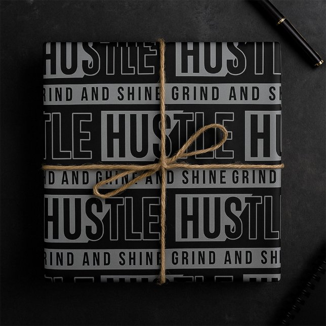 Hustle Grind and Shine Motivational Quote Presentpapper (Skapare uppladdad)