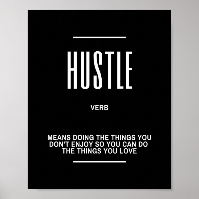 Hustle Hard Motivtive Quote Poster (Framsidan)
