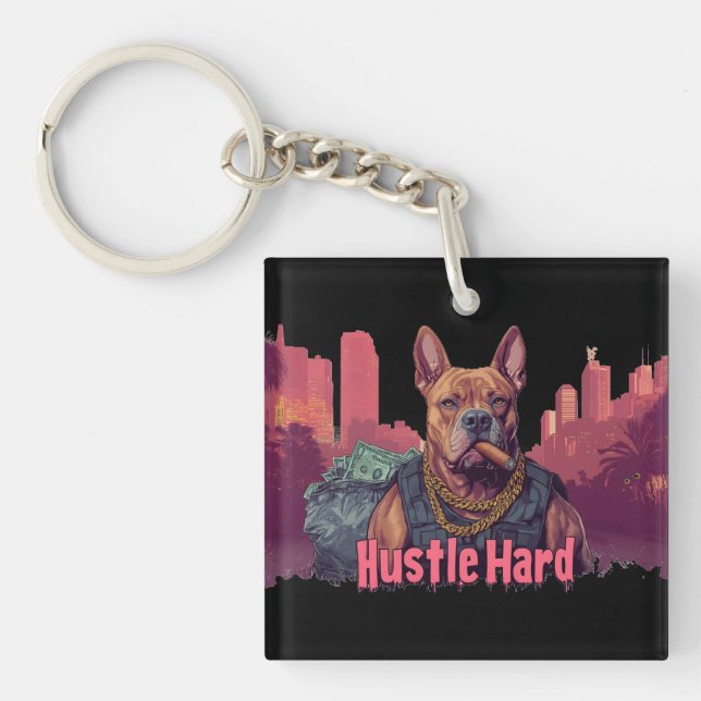 Hustle Hard - Pitbull Hund with Money and Cigar (Framsidan)