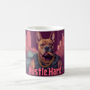 Hustle Hard - Pitbull Hund with Money and Cigar Kaffemugg