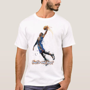 Hustle & Heart: Dynamisk Basketkonsttryck T Shirt