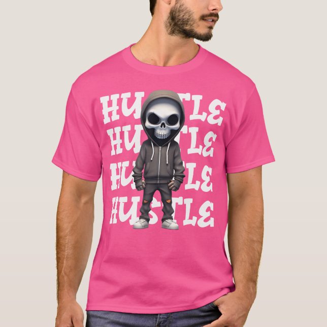 Hustle Hip hop Skeleton Urban Streetwear Money Sku T Shirt (Framsida)