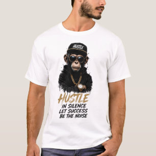 Hustle in Silence Monkey Streetwear Design T Shirt