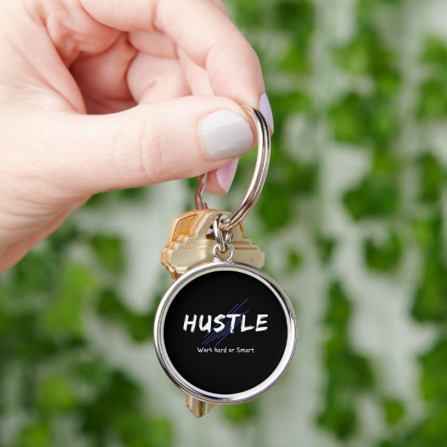 Hustle Keychain Rund Silverfärgad Nyckelring (Hand)