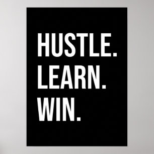 Hustle, Lär, Win - Framgångsrik motivation Poster