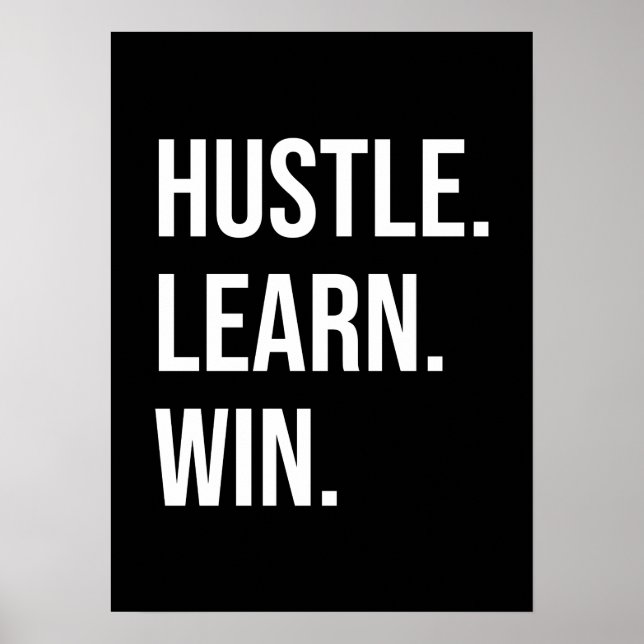 Hustle, Lär, Win - Framgångsrik motivation Poster (Framsidan)